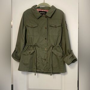 Madden NYC Twill Military Jacket Olive Green 100% Cotton Women’s M Y2K Style
